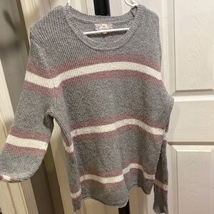 Pink Republic Gray and Pink Striped Sweater